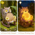 LIULO TOOL Garden Gift for Mom Grandma, LED Solar Owl on Chair Patio Sculpture, Cute Outdoor Fairy Garden Housewarming Decor Figurine 6x4.5x3.3 in