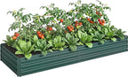 Outsunny Galvanized Raised Garden Bed, 8' x 3' x 1' Metal Planter Box, for Growing Vegetables, Flowers, Herbs, Succulents, Green