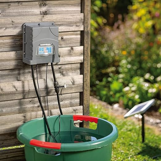 AEO Solar-Powered Automatic Watering Drip Irrigation System, 50 Drippers, 155 ft for Balcony Greenhouse Raised Garden Bed