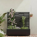 Casaphoria Metal Raised Garden Bed with Trellis and Wheels, 47"x47"x16" Planter Box for Climbing Plants, Vegetables & Vines, Features Drainage Holes and Privacy Screen (Black-Shine)