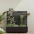 Casaphoria Metal Raised Garden Bed with Trellis and Wheels, 47"x47"x16" Planter Box for Climbing Plants, Vegetables & Vines, Features Drainage Holes and Privacy Screen (Black-Shine)