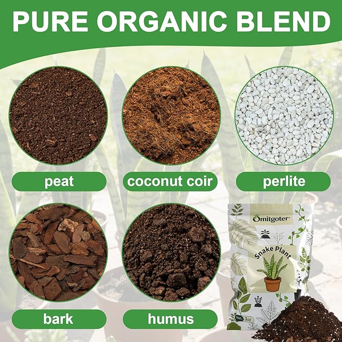 Organic Snake Plant Potting Soil 10qt- Well-Draining Nutrient-Rich Mix for Healthy Roots & Faster Growth, Natural Soil for Sansevieria Plants