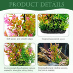 Aquarium Plants (2-Pack) Artificial Plastic Fish Fish Habitat Decor, Small to Moderate Size Aquarium Decorations, Safe Green Plants for Freshwater Tanks (Pink & Green Gradient)
