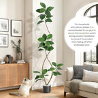 7ft Artificial Rubber Tree, Tall Fake Plants with Black Planters, Artificial Plants Indoor with White Pebbles for Home Decor Office Living Room