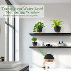 Self Watering Pots for Inoor Ourdoor Plants 8/7/6.5/6/5 Inch Plastic Planters with Drainage Holes & Water Level Indicator, Decorative House Flower Nursery Planting Pots with Saucers (Black)