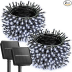 Brightown 2 Pack Solar String Lights for Outside, Each 46Ft 120 LED Solar String Lights Outdoor with 8 Modes, IP65 Waterproof Solar Lights for Patio Yard Wedding Garden Party Decorations, Pure White