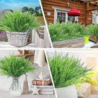 UV Resistant Lifelike Artificial Boston Fern - 2024 New Faux Boston Ferns Outdoor Planter Large, Realistic Fake Feen Hanging Silk Fern Stems Indoor Basket Plant Urn Fillers Front Porch (6, White)