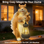 Solar Garden Statues, Cute Smiling Animal Outdoor Decor with 8 Bright LED Lights for Patio Yard Balcony Perfect Mother‘s Day Birthday Housewarming Garden Gift (Orange White Squirrel)