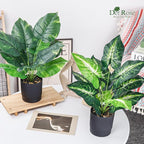 Der Rose 2 Pack Fake Plants Artificial Tropical Plants Indoor in Black Pot for Home Office Desk Accessories Bathroom Sage Green Decor