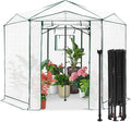 EAGLE PEAK 8.5x8.5 Portable Walk in Greenhouse, Pop Up Indoor Outdoor Greenhouse, Green House Kit with Zippered Roll-Up Doors and Windows, Hexagon Design, PE Cover, Clear/White