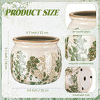 Vintage Planter Large Ceramic Plants Pot Beige Green Leaves Ice Crack Farmhouse Scroll Vase Flower Vase Pot Indoor Outdoor Home Kitchen Decor Rustic Cottage Antique Decorative Plants Gift