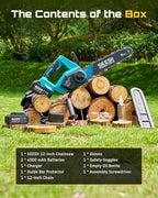 SEESII Electric Chainsaw Cordless 12-inch, Handheld Chain Saws with a 4.0Ah Battery, Tree Saw with Tool-free Chain Tension, Auto Oiling for Wood Cutting Trimming Branch