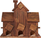 MIXUMON Bird Houses for Outside with Bird Feeder, Outdoor 3 Hole Bird House Room for 3 Bird Families Bluebird Finch Cardinals Hanging Birdhouse for Garden (Style 12)