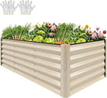 YITAHOME 8x4x3ft Large Raised Garden Bed Kit, Galvanized Metal Planter Box with Gloves, Support Rod & Safety Rubber, Outdoor Above Ground Planters for Plants Vegetables Flowers, Cream Yellow