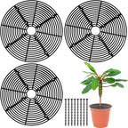 Sawysine 3 Pcs Plant Pot Cover Plant Protector from Animal Flower Pot Grid with Center Cutout Flower Cover Soil Protectors(Black,11.8 in)