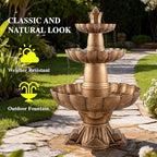 MO 48.8" 3-Tier Freestanding Water Fountain Outdoor Garden, Like Stone Large Bird Bath with Pump, Outdoor Waterfall Feature for Yard Patio Home Decor