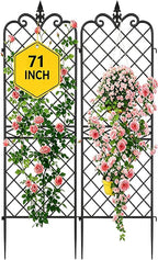 AMAGABELI GARDEN & HOME Garden Trellis 2 Pack 71”x20” Heavy Duty Rustproof Wall Trellis for Climbing Plants Outdoor Metal Decoration Large Trellis for Potted Plants Support Trellis Roses Black