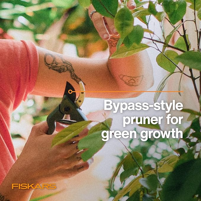Fiskars Sculptor Plant Pruner, Precision Bypass Shears for Indoor Gardening & Bonsai, Low-Friction Steel Blades for Clean Cuts on Stems, Ergonomic Handle with Easy Lock, 1/2 Inch Capacity