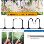 Mornajina Automatic Drip Irrigation Kits Garden Irrigation System, Includes Calcium Inhibitor Filter & 66FT 5/16 inch Irrigation Tubing Hose & 20Pcs 360° Bending Dropper Atomizing Mist Nozzles Tee