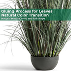 FloraFairy 4ft Onion Grass, Artificial Plant and Greenery, 48in Faux Horsetail Reed Grass with 10 Feathery Flower Heads, Potted Fake Floor Plants for Indoor Outdoor, House Decorative