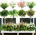 HOHOTIME Artificial Plants Outdoor, Realistic Faux Greenery & Flowers UV Resistant Fake Plastic Begonia Morning Glory Eucalyptus Fern for Outdoor Decorations Patio Garden Front Porch Yard Decor