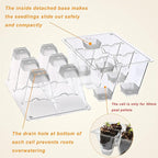 Gardzen 10 Pack Push-Up Seed Starting Tray, Pop Up Plant Germination Trays, Seed Starter Kit with Adjustable Humidity Vented Dome, 6.6" x 4.5", Total 120-Cell, Clear