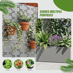 Casaphoria Metal Raised Garden Bed with Trellis, 59"x30"x12" Planter Box for Climbing Plants, Vegetables & Vines, Features Drainage Holes and Privacy Screen, Grey-Brick
