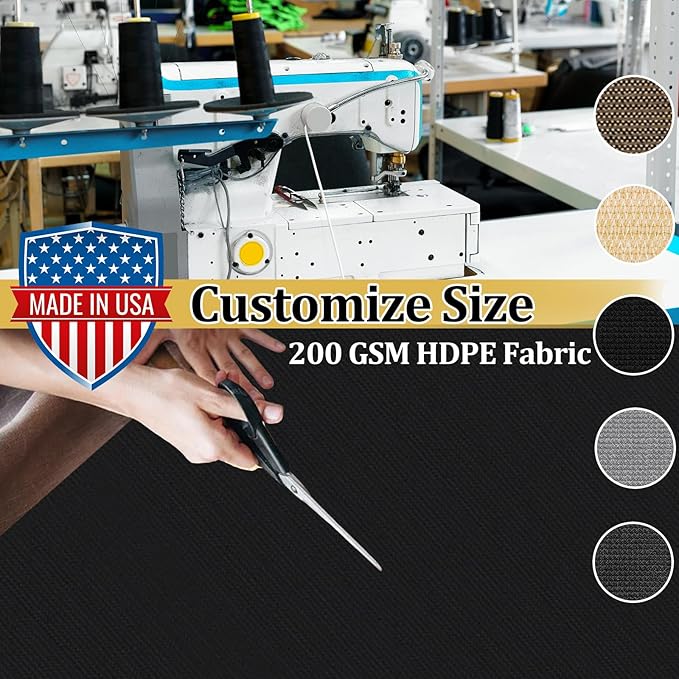 Shade&Beyond Customized Size 6' X 8' Shade Cloth with Grommets, 90% UV Protection UV Protection Mesh Tarp Sun Screens for Patio GN01, Black