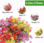 Artificial Flowers for Outdoor,Silk Flowers No Fade Fake Plastic Flowers UV Resistant Faux Plants for Outdoors Outside Front Porch Hanging Planter Window Box Garden Home Decoration,42 Pack(Mixed)