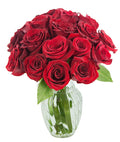 KaBloom - The Romantic Classic Bouquet of 18 Fresh Red Roses (Farm-Fresh, Long-Stem) with Vase - Fresh Flowers for Birthday, Valentine's & Mother's Day