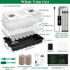 Hahood 2 Set Seed Starter Kit 40-Cell Seed Starter Tray with Grow Light Full Spectrum Seedling Heat Mat 40 Peat Pellets Seed Starting Soil Plant Label Garden Tool for Germination Seeds Growing, Black