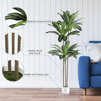 Artificial Dracaena Tree 5FT Fake Plant with White Small Planter Faux Silk Tall Floor Plant in Pot Artificial Tree for Home Office Living Room Decor Indoor