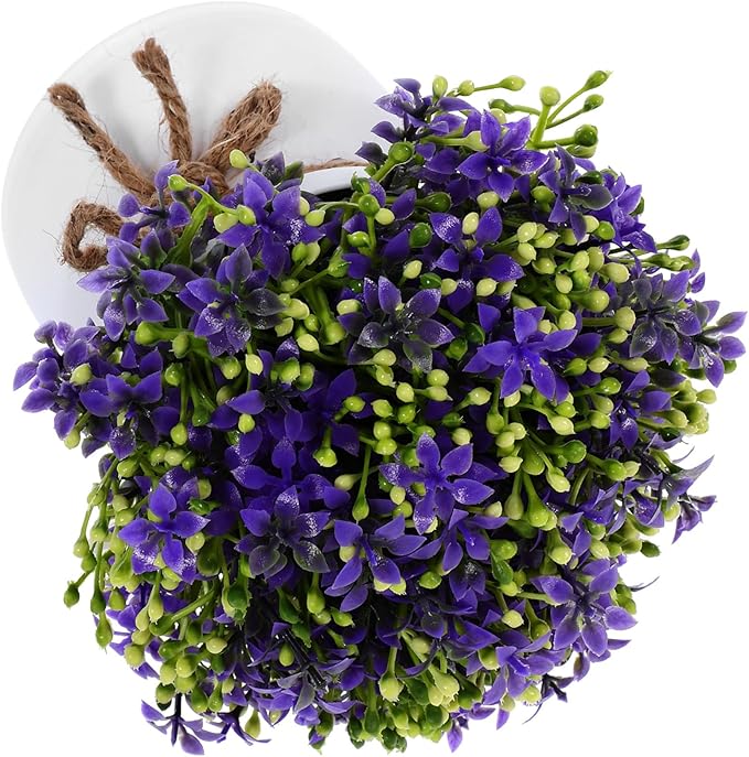 Healeved Artificial Purple Orchid Fake Bonsai Plant Decor, Small Potted Faux Flower Ornament for Home Living Room Desktop Decoration