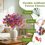 Alupssuc 20 Bundles Artificial Flowers for Outdoor Indoor Decoration, UV Resistant No Fade Fake Plants Eucalyptus, Colorful Faux Spring Flowers for Outside Yard Porch Patio Garden Home Window Box