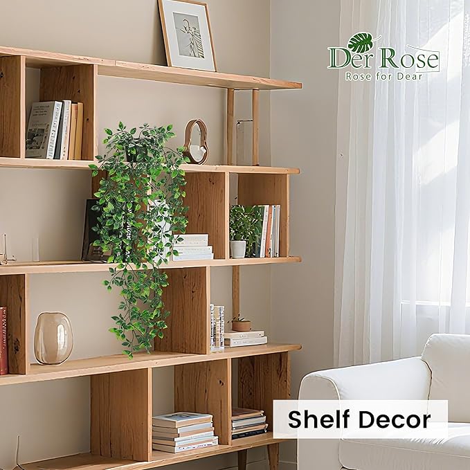 Der Rose 34'' Fake Plants Hanging Artificial Potted Plants Indoor and Outdoor for Home Bathroom Wall Shelf Office Decor (1Pack)