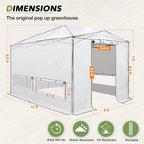 EAGLE PEAK 12x8 Portable Walk in Greenhouse, Pop Up Indoor Outdoor Greenhouse, Green House Kit with Zippered Roll-Up Doors, Windows + Support Pole, Woven Cover, Translucent