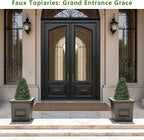 30" Boxwood Topiary Trees Artificial Outdoor Set of 2, UV Resistant Faux Plants for Front Porch Planters, Realistic Cone-Shaped Fake Bushes & Shrubs, 2.5ft Evergreen Decoration