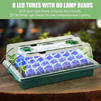 Saillong 4 Pack Seed Starter Tray with Grow Light, 80 Cell Indoor Greenhouse Seed Starting Set with Humidity Dome, 360° Full Spectrum LED, Smart Timer, 5 Brightness Levels for Germination