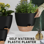 YNNICO 12" 10" 9" Large Self Watering Plant Pots, 3 Pack Flower Pots Planters with Multi Mesh Drainage Holes for Indoor Outdoor Garden Plants and Flowers (Black)