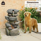 Sunlinua 28.6" H Outdoor Water Fountain with 4 Tiers Cascading Realistic Rock Waterfall Fountains with LED Lights Outdoor Water Fountain for Garden Patio Backyard Porch Home Decor