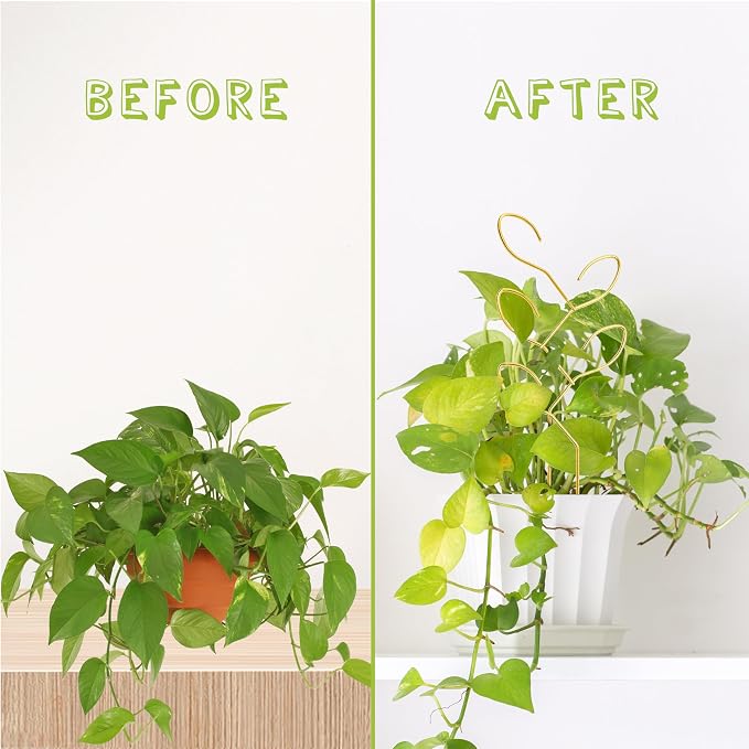 2 Pcs Metal Leaf Shape Garden Trellis for Climbing Plant, Potted Plants, Mini Plants, Indoor Plants Trellis, Home Plant Tool, Plant Lover Gifts Ideas for Garden Potted, Hoya, Pothos, Monstera(Gold)