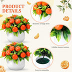 Suncalla 2 Pack Artificial Orange Potted Plants 7.09 Inches Fake Orange Tree Simulation Realistic Fruit Plant with Pot Faux Tree Indoor Decoration for Home Office Living Room Table Desk