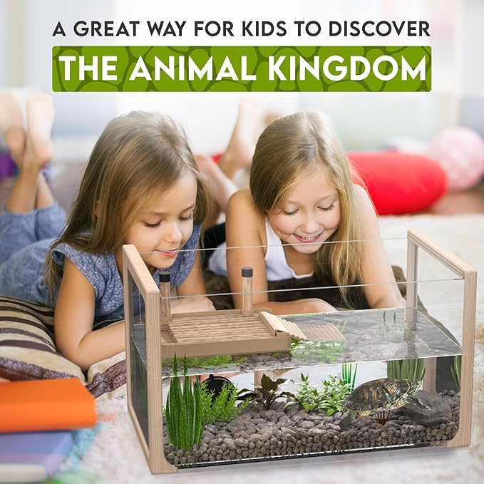Okköbi Turtle Aquarium Kit - Aquatic Turtle Tank with Filter and Light + Turtle Basking Platform, Perfect Turtle Starter Kit for Kids, Small Turtle Tank for Baby & Juvenile Turtle