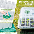 HIRALIY 40 Cell Seed Starter Tray Kits with Grow Light, Reusable Plant Germination Trays, Easy Transplanting, with Domes and Bases, for Starting Vegetable, Flower, Herb, Indoor Gardening, Greenhouse