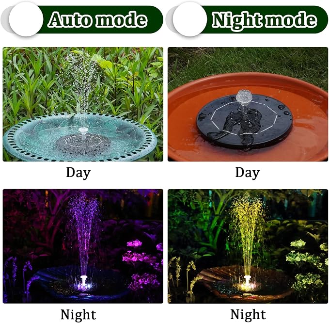 AISITIN Crystal Ball Solar Fountain Pump, 3.5W Water Pump with 3000mAh Battery for Overnight Use (Up to 8H), LED Light Up Bird Bath Fountain Decoration for Garden, Pond, Outdoor