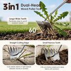 Weed Puller Tool, 2026 Upgraded Portable Manual Weeding Tools Gardening, 6 Teeth Dual Head Stainless Steel Hand Garden Weeding Rake, Weed Remover Tool for Gardening Backyard Yard Farm Planting Weeding