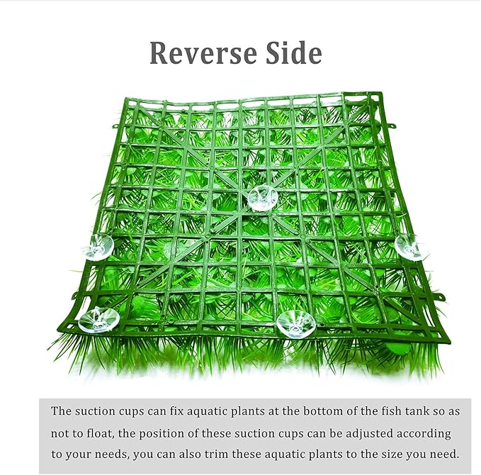 2pcs (10"X10") Artificial Aquarium Grass Mat Decorations Artificial Plastic Lawn Ornament Landscape Green Plants Decoration for Saltwater Freshwater Tropical Fish Tank Decor