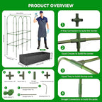 GENMOUS Garden Trellis for Climbing Plants, Cucumber Trellis with Grow Bag, 65 X 50 Inch Large Metal Trellis for Climbing Raised Bed Vegetable Outdoor