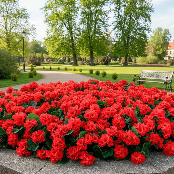 26Pcs Geranium Artificial Flowers for Outdoors Decoration Geranium Silk Flowers Outsides UV Resistant Garden Plants Faux Flower for Front Door Garden Porch Planter Patio Balcony Yard Indoor Home (Red)