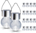 GIGALUMI Solar Lights Outdoor Waterproof, 16 Pack Solar Hanging Lights Garden Decor, Gifts for Women, Solar Outdoor Lantern Waterproof Cracked Glass for Yard, Fence, Tree(Cold White)